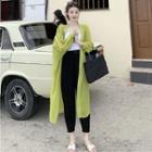 Open Front Long Chiffon Top / Strapless Shirred Top / Gather-cuff Harem Pants