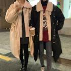 Fleece-panel Drawstring Padded Long Parka