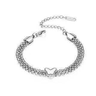 Elegant Temperament Butterfly 316l Stainless Steel Multi-layer Bracelet Silver - One Size