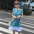 Color-block Ruffle Loose-fit Sleeveless Dress