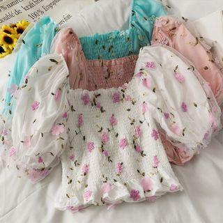 Embroidered Smocked Crop Top In 6 Colors