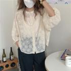 Button-up Floral Blouse Beige Almond - One Size
