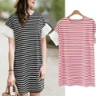 Short-sleeve Panel Striped T-shirt Dress