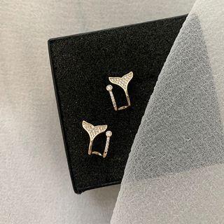 Rhinestone Mermaid Tail Stud Earring 1 Pair - Gold - One Size