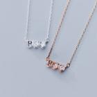 925 Sterling Silver Rhinestone Lettering Pendant Necklace