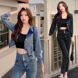Set: Denim Cropped Jacket + Skinny Jeans
