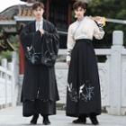 Traditional Chinese Crane Embroidered Long Jacket / Wrap Top / Maxi Skirt / Set