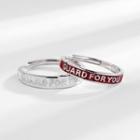 Couple Matching Lettering Sterling Silver Open Ring