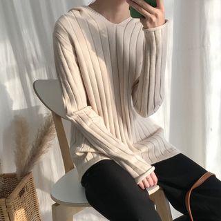 Hood Ribbed Sweater