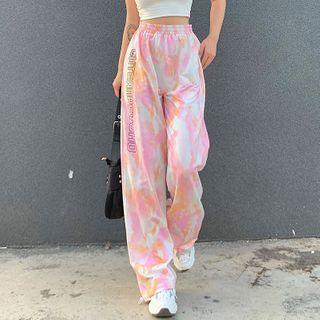 Tie-dyed High-waist Wide-leg Sweatpants