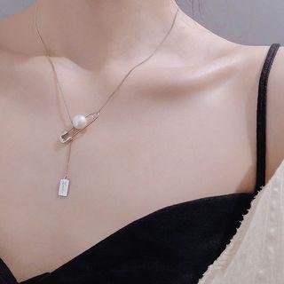 Pin Faux Pearl Nacklace Necklace - Faux Pearl - One Size