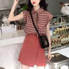 Gingham Sleeveless Shirt / A-line Skirt