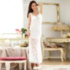 V-neck Lace Sleeveless Midi Dress