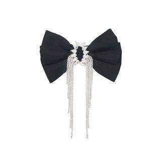 Bow Rhinestone Fringed Hair Clip 1 Pc - Bow Rhinestone Fringed Hair Clip - Black - One Size