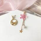 Flower Resin Animal Alloy Asymmetrical Dangle Earring 1 Pr - Stud Earring - Gold - One Size