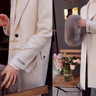 Single-breasted Wool Blend Coat Ivory - One Size