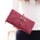 Faux Suede Belted Long Wallet