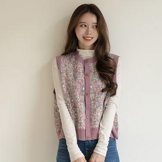 Wool Blend Leopard Knit Vest