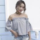 Striped Strapless Blouse