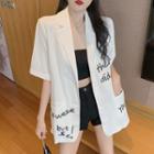 Elbow-sleeve All Over Letter Blazer