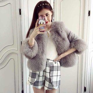 3/4 Sleeve Faux-fur Coat