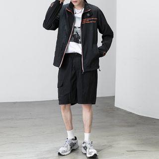 Set: Lettering Zip Jacket + Cargo Shorts