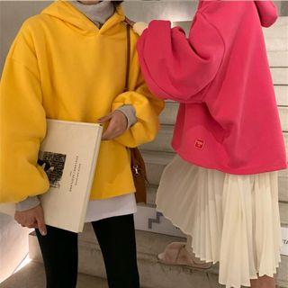 Mock Two-piece Fleece-lined Hoodie