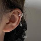 Rhinestone Fringed Ear Cuff 1 Pc - Silver - One Size