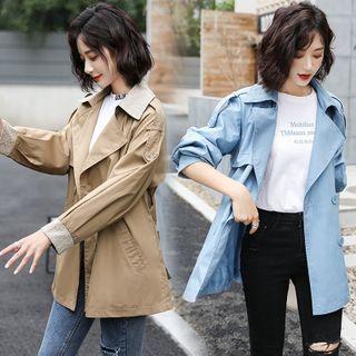 Notch Lapel Single-breasted Trench Jacket