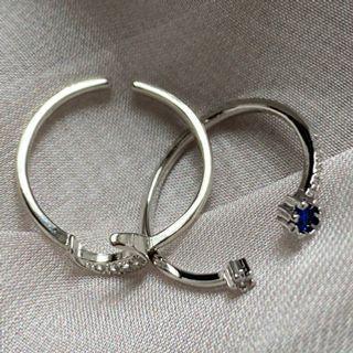 Rhinestone Moon Ring / Open Ring