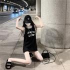 Embroider Letter Oversize Tank Top Black - One Size