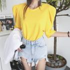 Round-neck Puff-shoulder Top