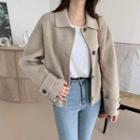 Long Sleeve Plain Single Breasted Woolen Jacket