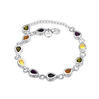 Simple And Fashion Colorful Water Drop-shaped Bracelet With Austrian Element Crystal Silver - One Size