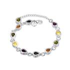 Simple And Fashion Colorful Water Drop-shaped Bracelet With Austrian Element Crystal Silver - One Size