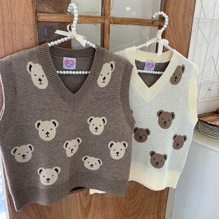 Bear Jacquard Sweater Vest