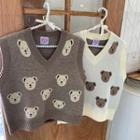 Bear Jacquard Sweater Vest