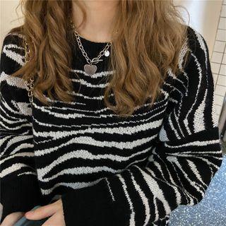 Zebra Print Sweater Black - One Size
