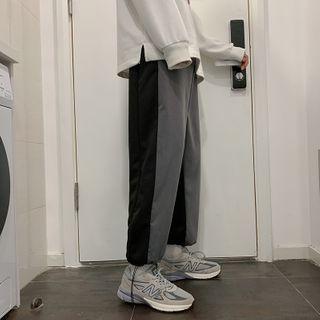 Color-block Straight Cut Drawstring Pants
