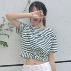 Short-sleeve Striped Twisted T-shirt