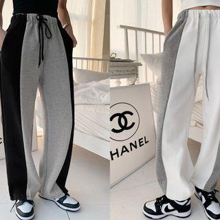 Drawstring Two-tone Jogger Pants