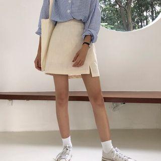 A-line Asymmetric Hem Mini Skirt