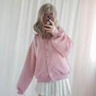 Pig Print Buttoned Jacket Pink - One Size