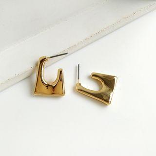 Asymmetric Metal Earring 1 Pair - Stud Earrings - Gold - One Size