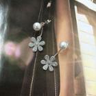 Rhinestone Flower Beaded Silver Earrings