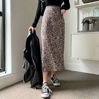 Leopard Long A-line Skirt Leopard - M