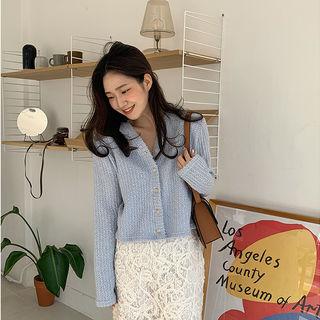 Rib-knit Short Woolen Cardigan