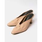 Pointy Heeled Shirred Mules