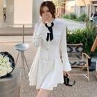 Bell-sleeve Bow Mini A-line Shirtdress