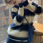 Striped Long-sleeve Sweater Blue - One Size